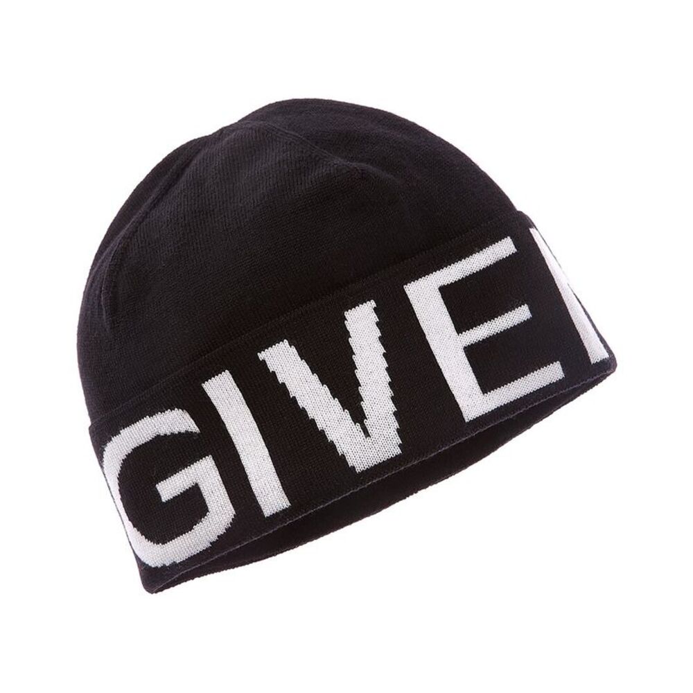 Givenchy Jacquard Wool Beanie, Black